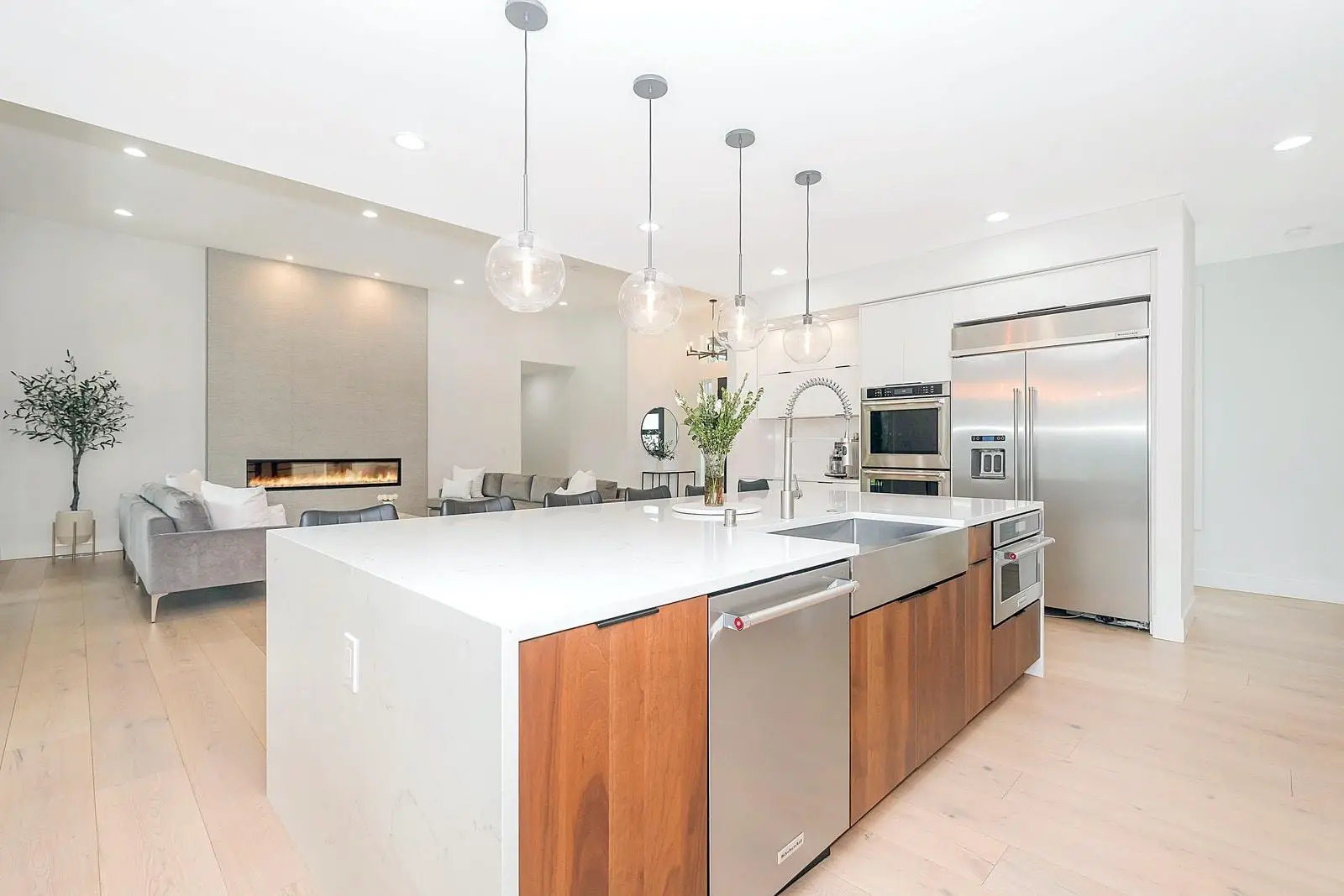 white and brown kitchen counter